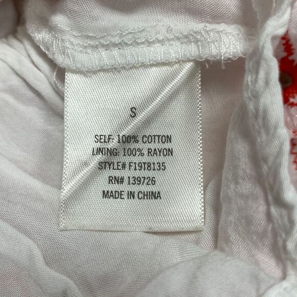 Miami Red & White Embroidered Peplum Top Size Small - Picture 6 of 7